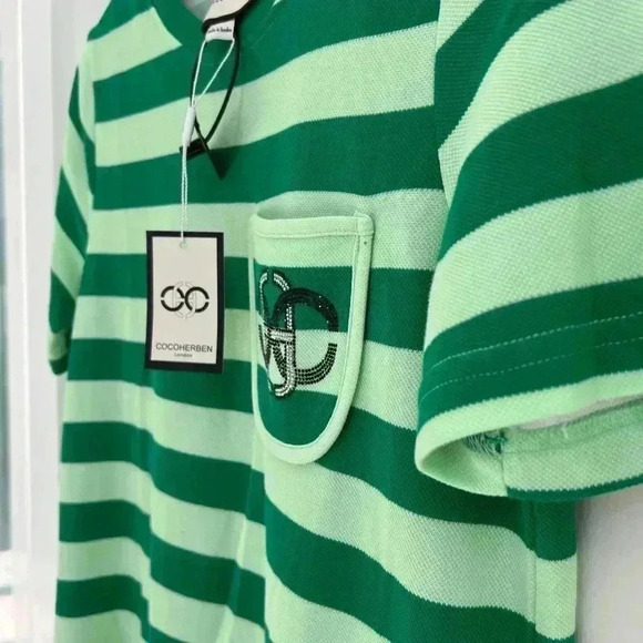 Cocoherben London New with Tags Green Stripes Dress Size Large - Picture 2 of 7